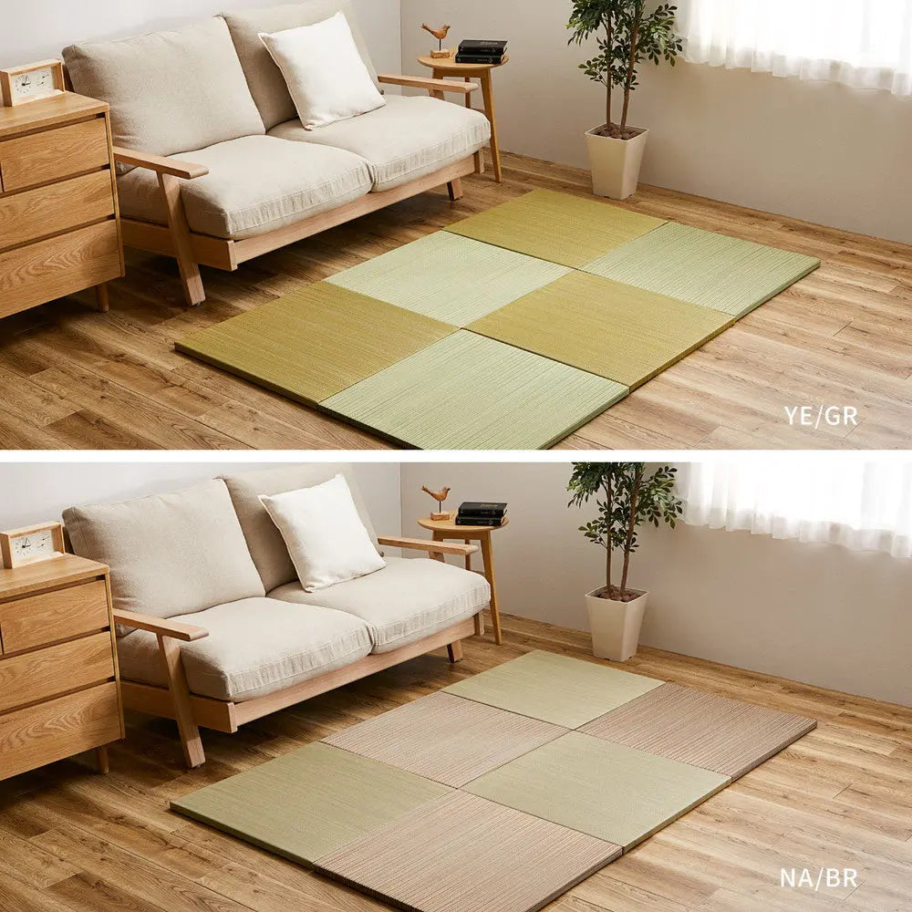 【同色12枚セット】 置き畳 紗彩 (さや) 約65×65×2.5cm 12枚入 縁なし へりなし畳 フロア畳 ユニット畳 カラフル 可愛い 滑り止め付き HAGIHARA