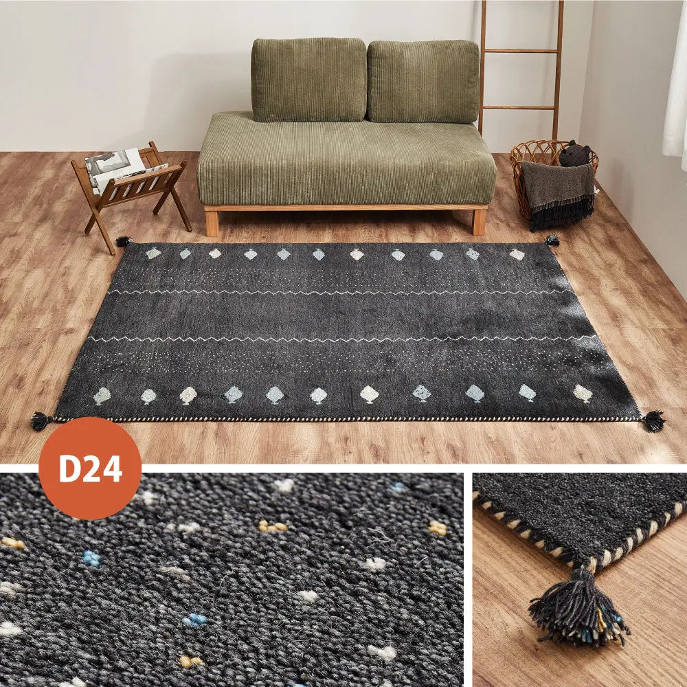 ギャッベ ラグ 約140×200cm ギャベ GABBEH D21 D22 D23 D24 ウール 羊毛 アクセントラグ ホットカーペット対応 床暖房対応 HAGIHARA