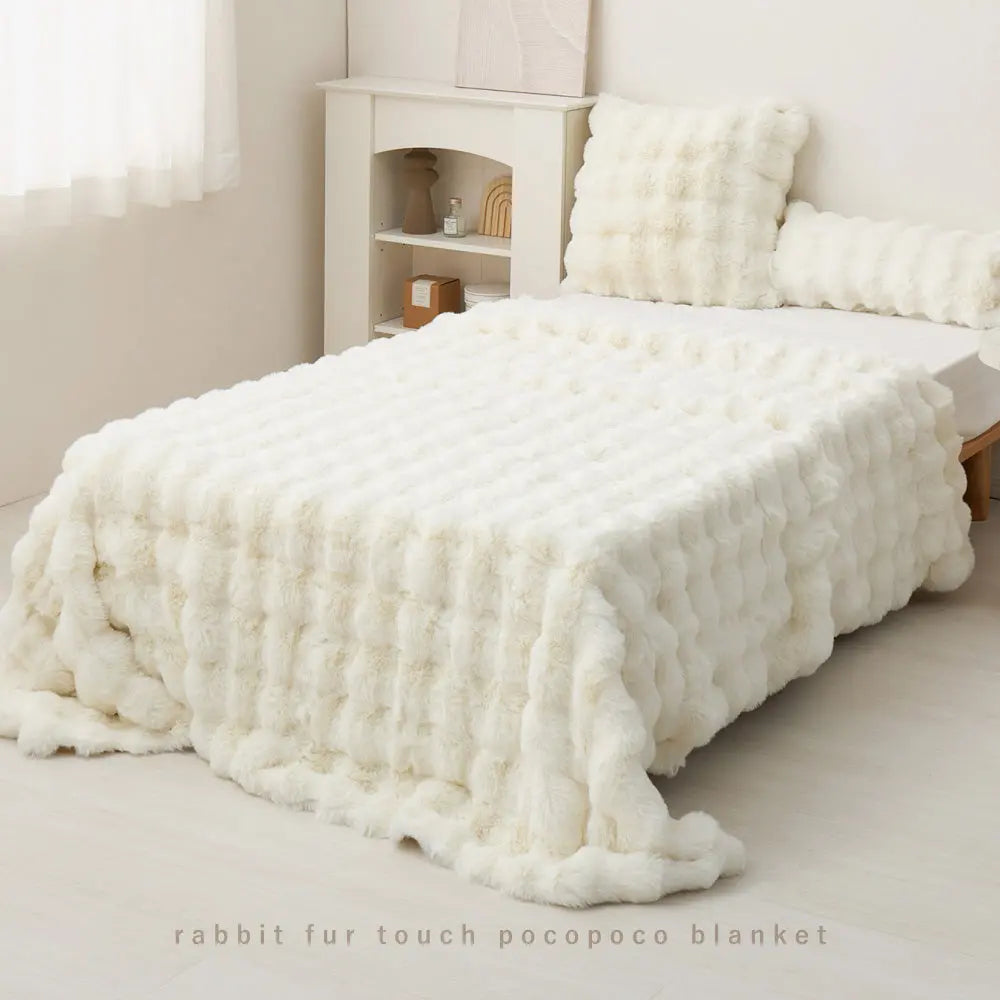 ポコポコ 毛布 ルナ 約140×200cm シングル ブランケット 2枚合わせ毛布 ふわふわ ぽこぽこ 洗える 収納袋付き HAGIHARA
