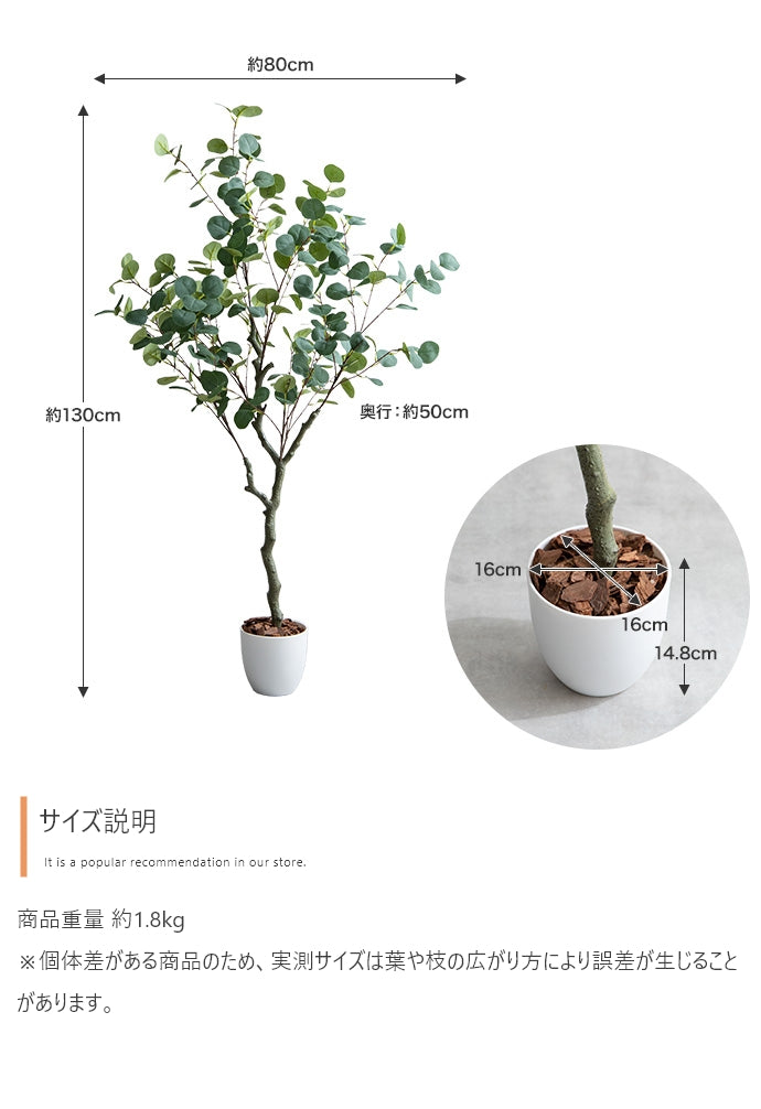 【高さ130cm】Nature 光触媒人工観葉植物 ユーカリ
