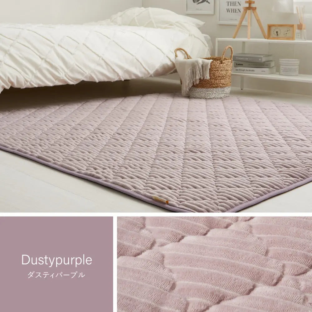 洗えるラグ ショコラ 約190×240cm ストライプフランネル キルトラグ くすみカラー モロッカン 滑り止め付き 洗濯可 HAGIHARA