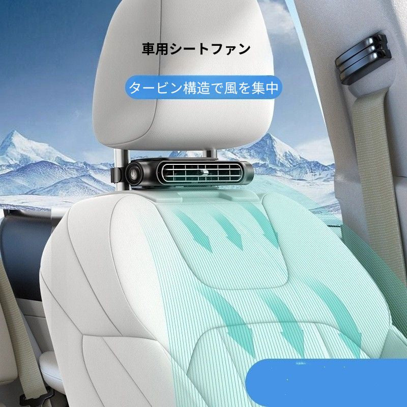 【車載USBファン】羽根なし 静音コンパクト扇風機 3段階風量調整 面ファスナー固定 車内用 デスク兼用