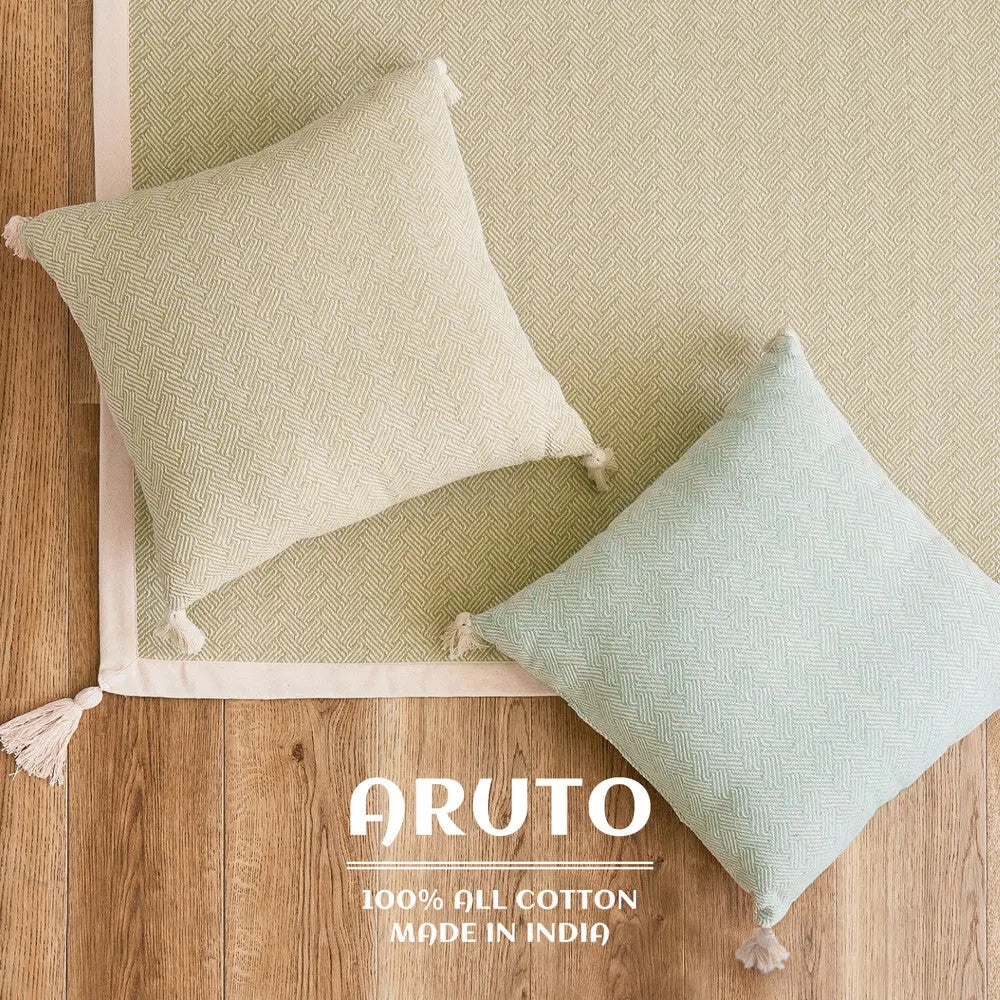 【2個組】 インド綿 背当てクッション アルト 約45×45cm ふっくら コットン100% タッセル付き HAGIHARA