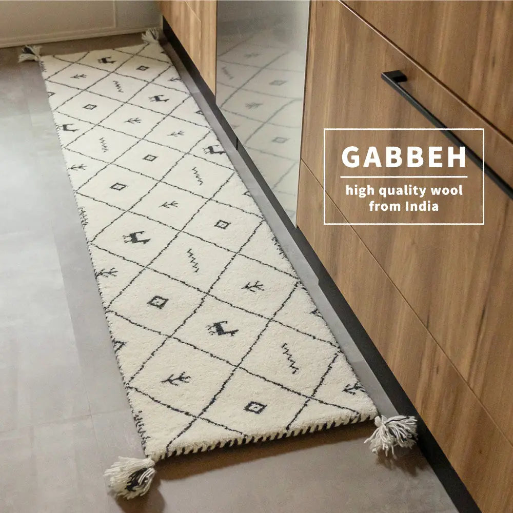 ギャッベ キッチンマット 約40×240cm ギャベ GABBEH D21 D22 D23 D24 ウール 羊毛 ロングマット アクセントマット HAGIHARA
