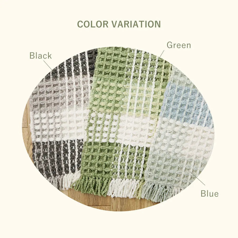 洗える 玄関マット エルフ 約50×80cm インテリアマット ワッフル ギンガムチェック 厚手 ポコポコ HAGIHARA