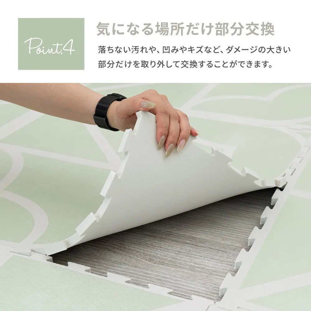 おしゃれなレトロデザイン ジョイントマット キュロス 約60×60cm 大判 18枚入り 水洗いOK サイドパーツ付き ホットカーペット対応 床暖房対応 防音対策 HAGIHARA