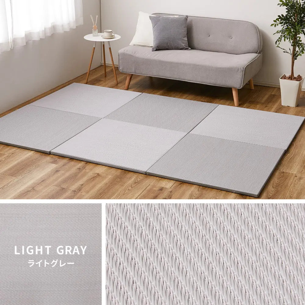 【同色6枚セット】 水拭きできる い草風 置き畳 綾模様 約65×65×2.5cm 半畳 縁なし フロア畳 ユニット畳 PP 滑り止め付き HAGIHARA