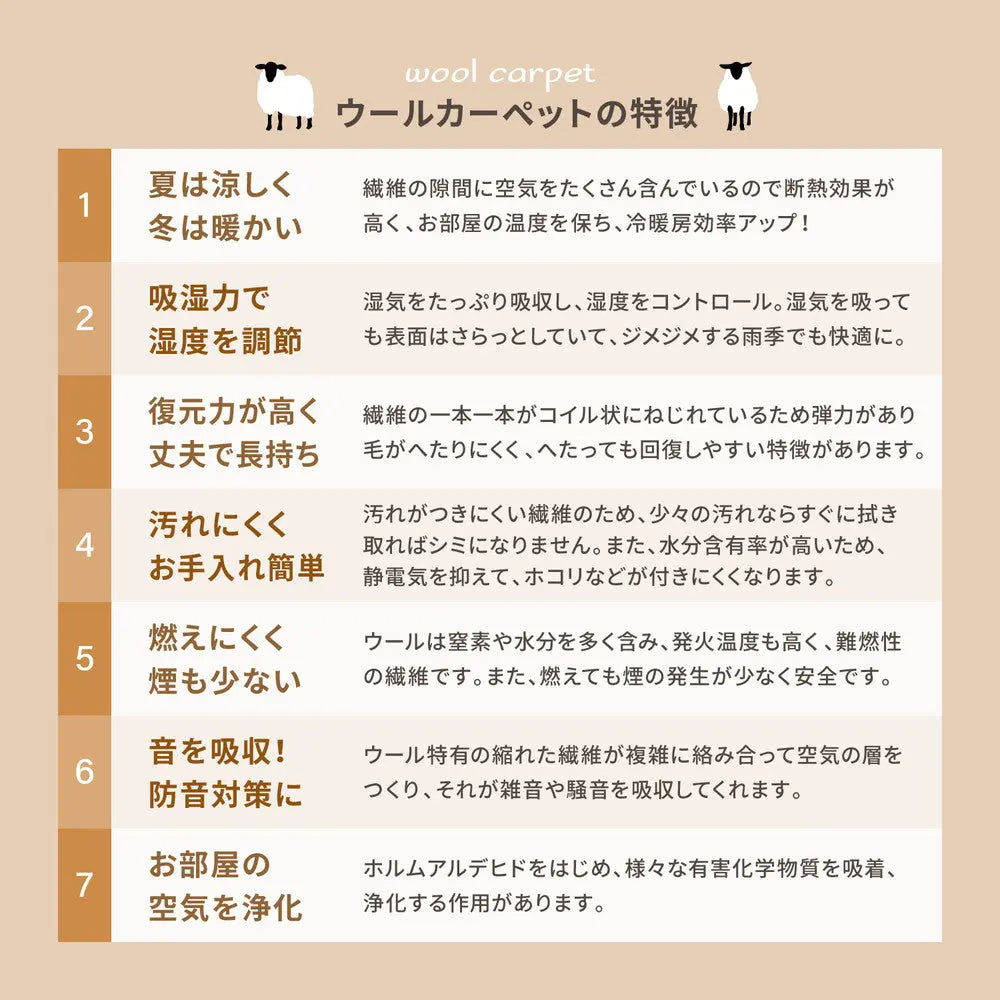 敷き詰めカーペット オペラ 江戸間8帖 8畳 防炎 防ダニ 抗菌 防臭 ウールカーペット 日本製 HAGIHARA