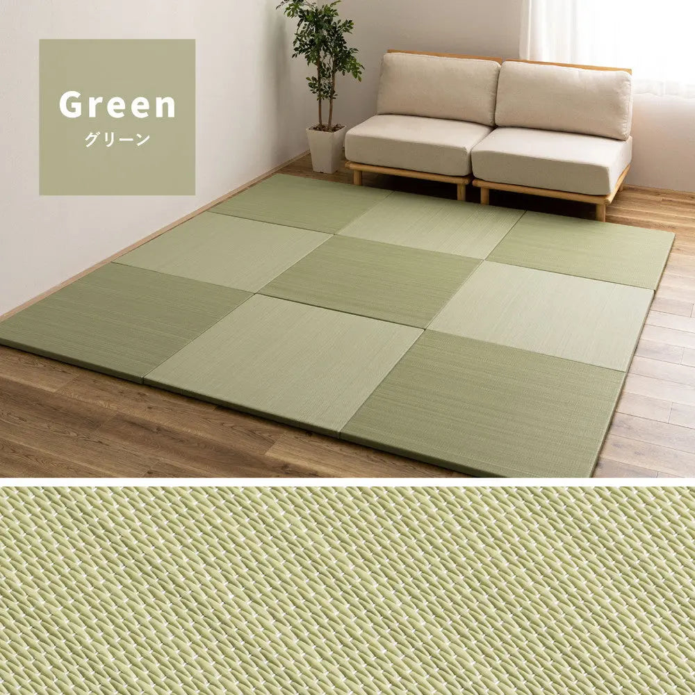 【9枚セット】 水拭きできる い草風 置き畳 おぼろ 約82×82×2.5cm 9枚入り 半畳 縁なし フロア畳 ユニット畳 PP 滑り止め付き HAGIHARA