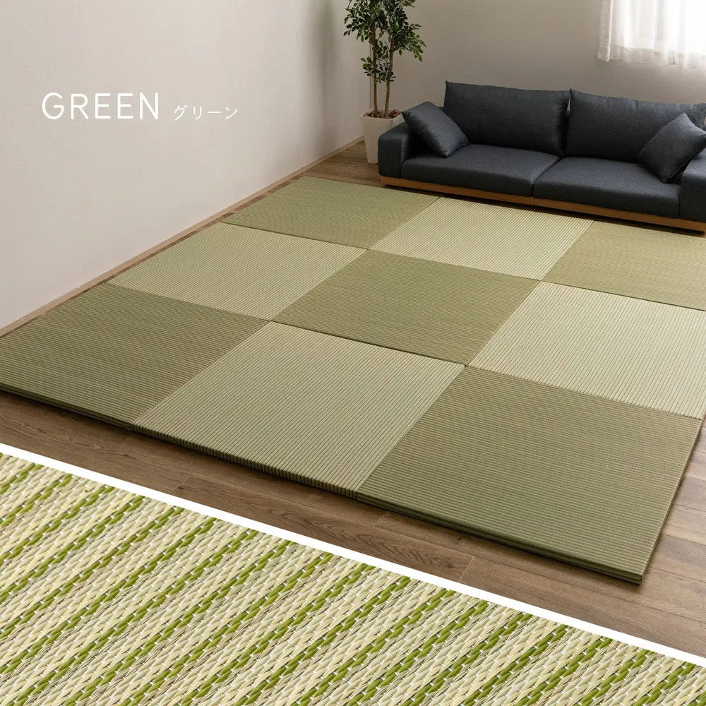 【9枚セット】 い草×樹脂素材 ハイブリッド 置き畳 綾瀬 約82×82×2.5cm 9枚入り 異素材 丈夫 半畳 縁なし フロア畳 ユニット畳 PP 滑り止め付き HAGIHARA