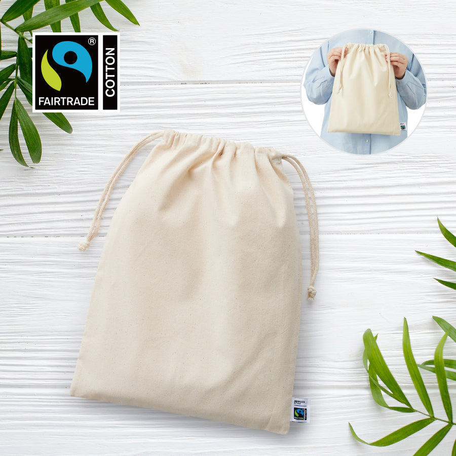 フェアトレードコットン巾着(L) ナチュラル