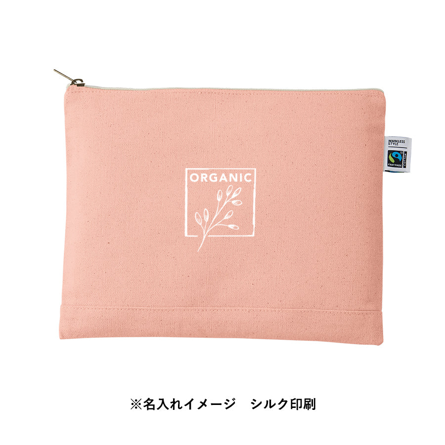 フェアトレードコットンキャンバスフラットポーチ(L)