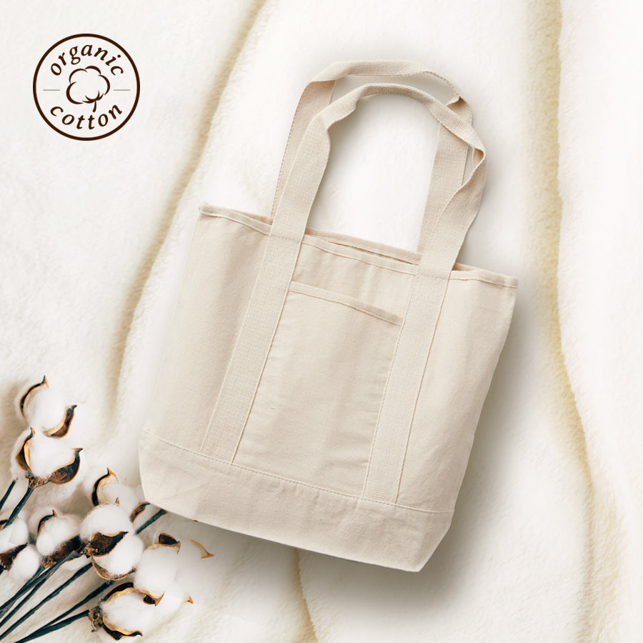 オーガニックコットンキャンバスライントート ナチュラル