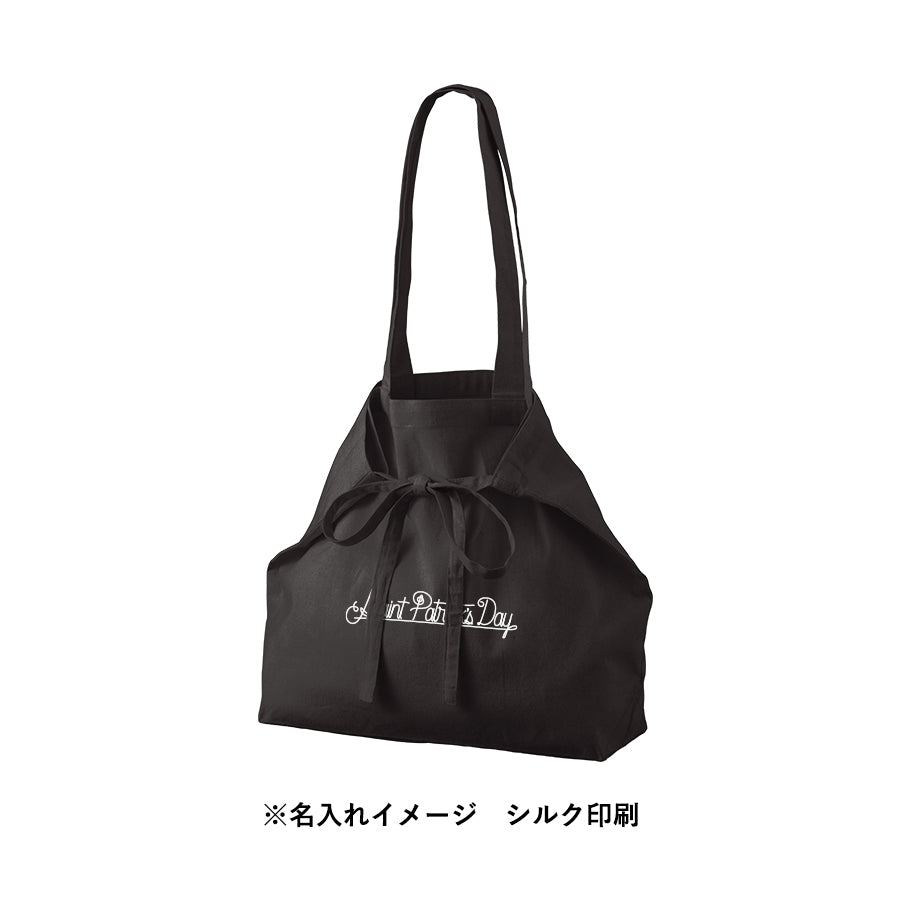 オーガニック厚手コットン紐リボントート ブラック