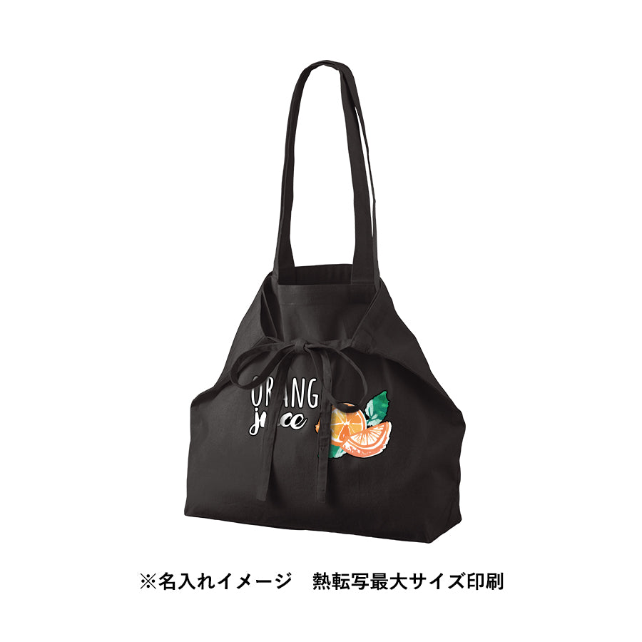 オーガニック厚手コットン紐リボントート ブラック