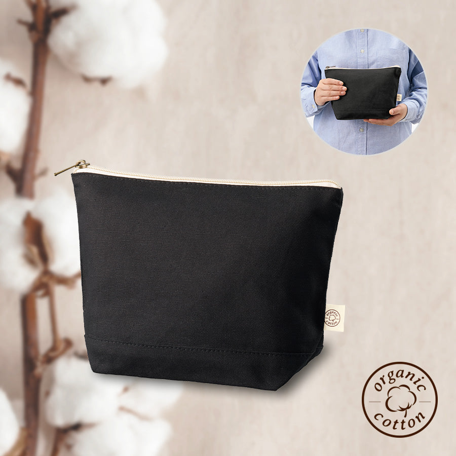 オーガニックコットンキャンバスデイリーポーチ(M) ナイトブラック