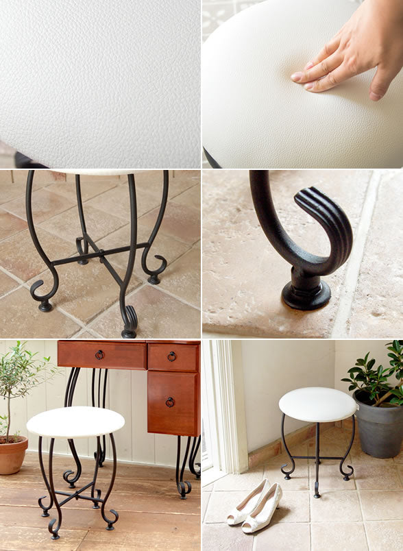 ラウンドスツール 合成皮革 DELSOL スチール脚 アジャスター付き 宮武製作所