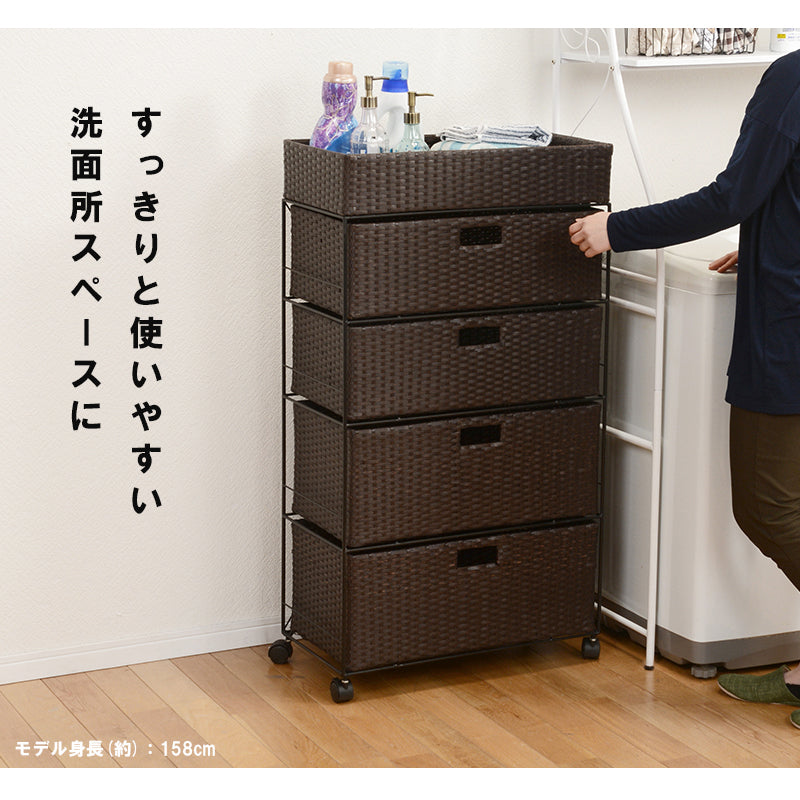 【通気性抜群】ランドリーラック 多段チェスト 水回り収納 スリム収納