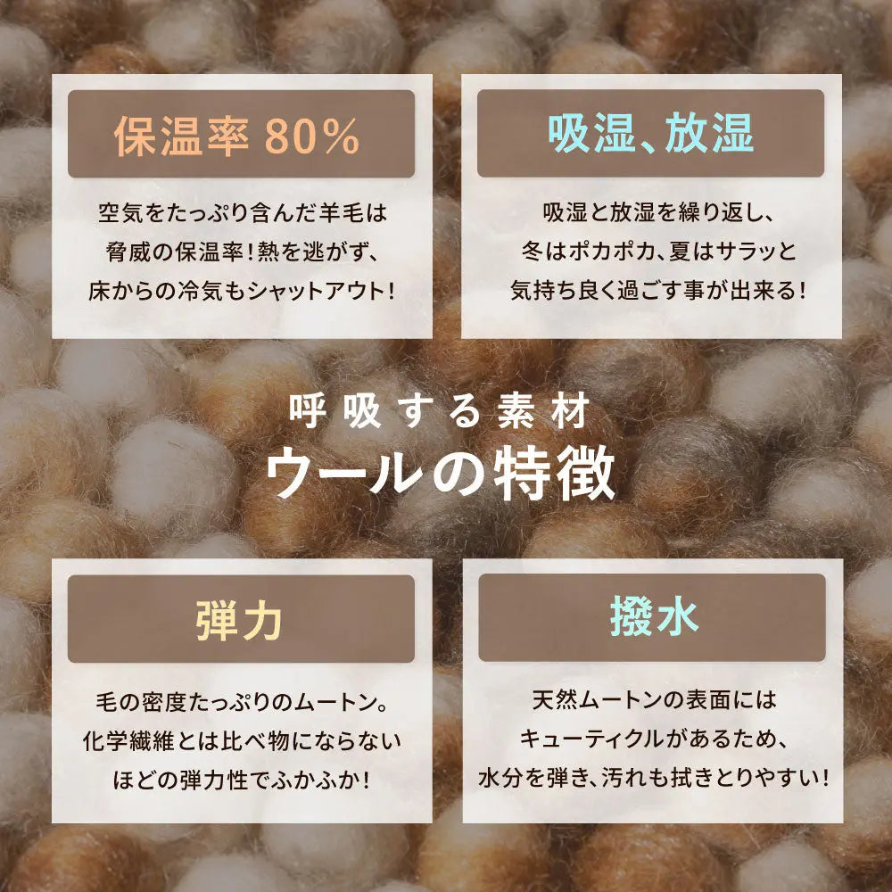 ウール100％ 手織りラグマット ポコポコ 直径約90cm 円形 ラグ マット ウールマット ハンドメイド カラフル HAGIHARA