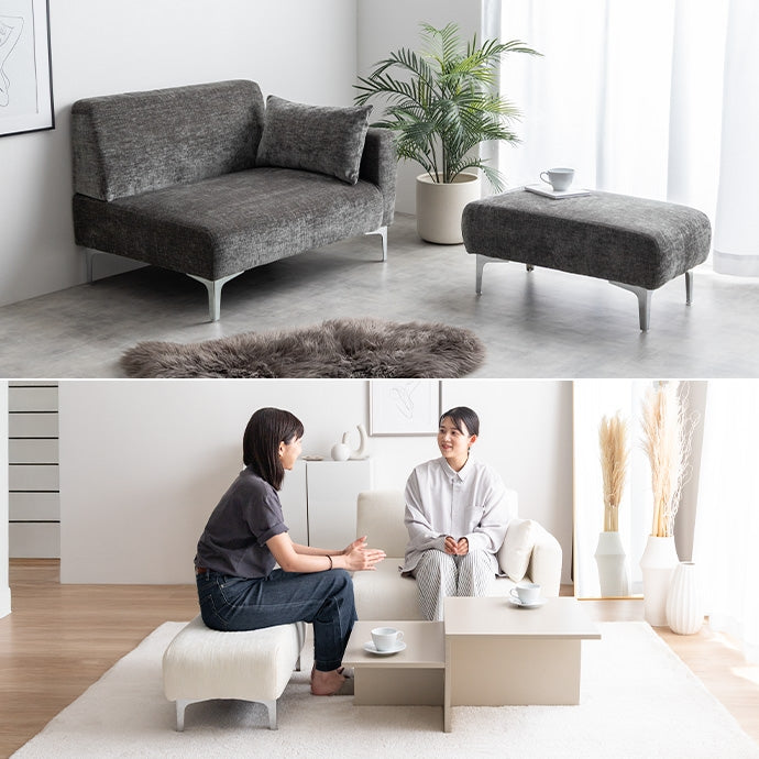 【2点セット】Sena オットマン付き2人掛けソファ