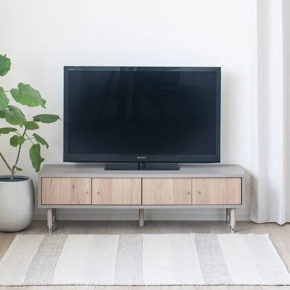 [幅120cm] ローボード テレビ台 脚付き 扉収納 配線穴付き ロータイプ AVボード おしゃれ 北欧風 リビング収納 リビンズ