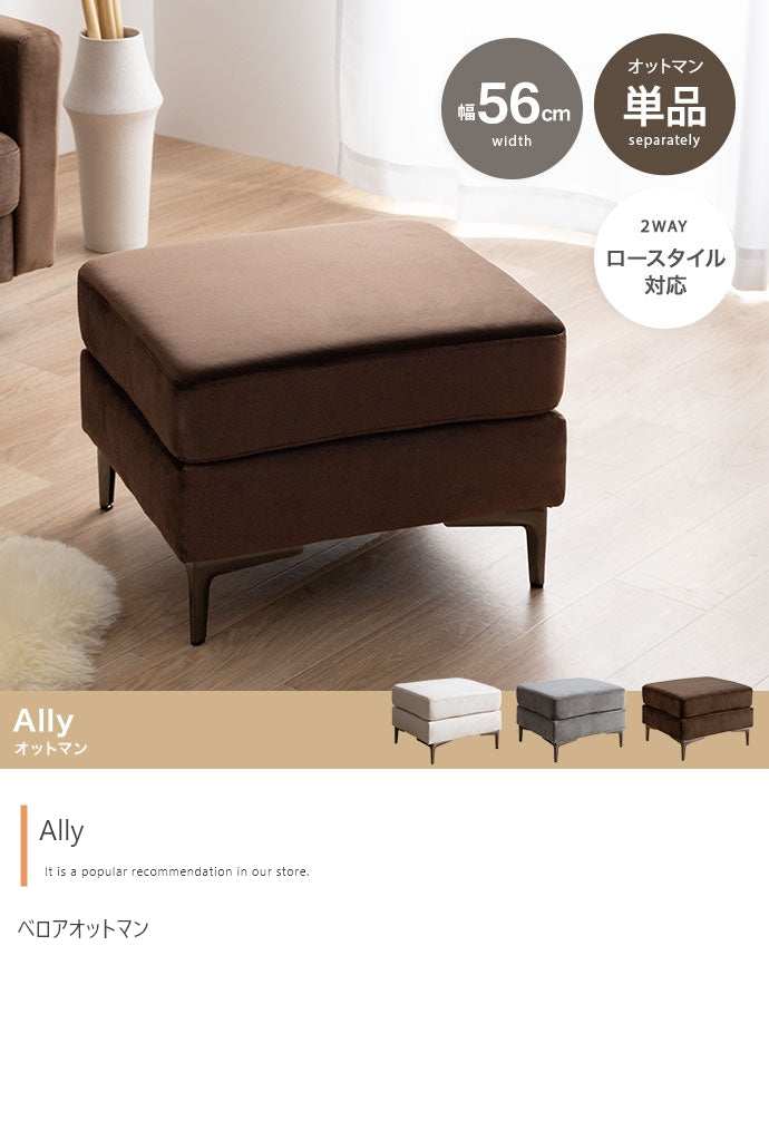 【単品】Ally ベロアオットマン