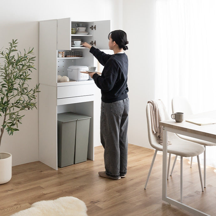 【幅58cm】Keuken ゴミ箱収納付きレンジ台