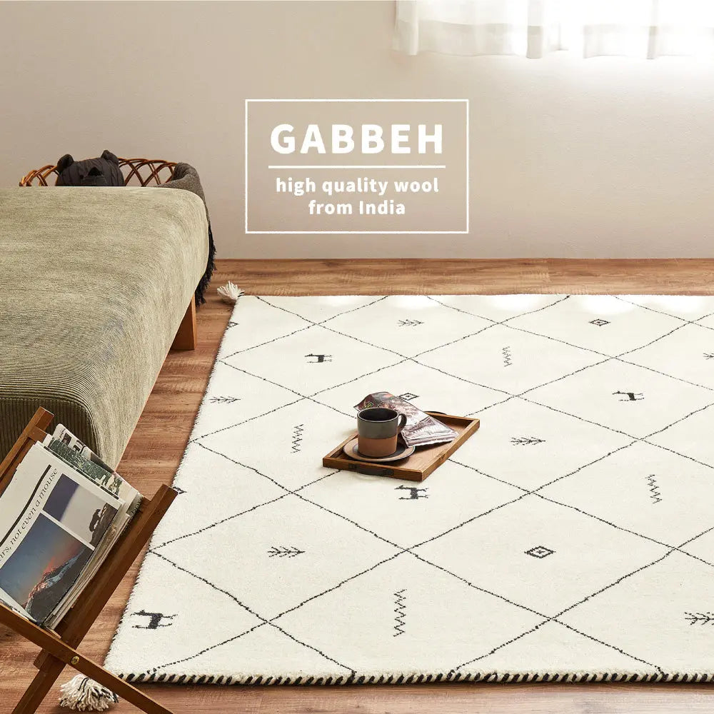 ギャッベ ラグ 約140×200cm ギャベ GABBEH D21 D22 D23 D24 ウール 羊毛 アクセントラグ ホットカーペット対応 床暖房対応 HAGIHARA
