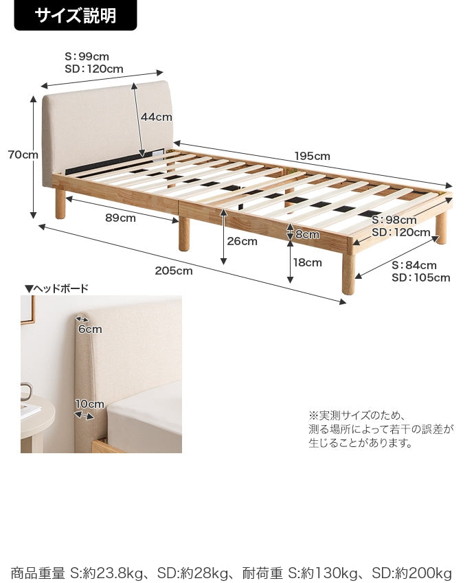 【セミダブル】Ricordo ファブリックすのこベッド