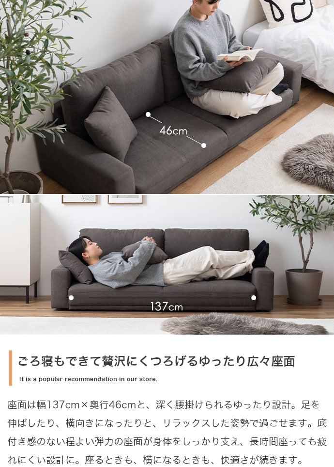 【幅166cm】2.5人掛けローソファ