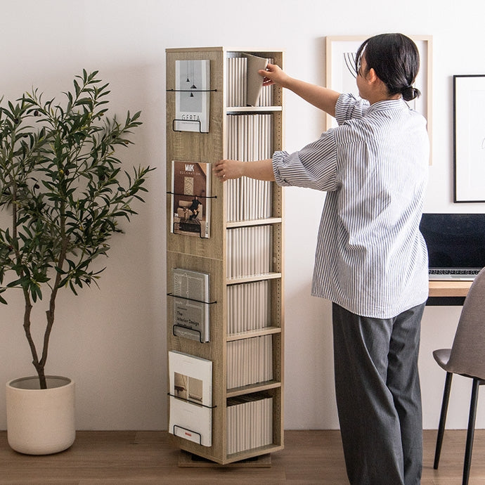 【幅36cm】Libro 回転ブックシェルフ(7段タイプ)