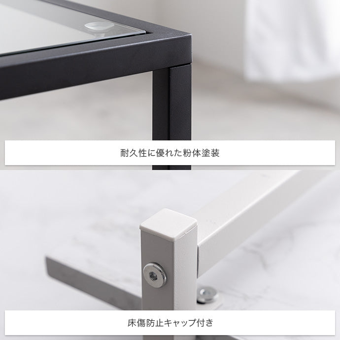 【幅80cm】Noy ガラス天板センターテーブル