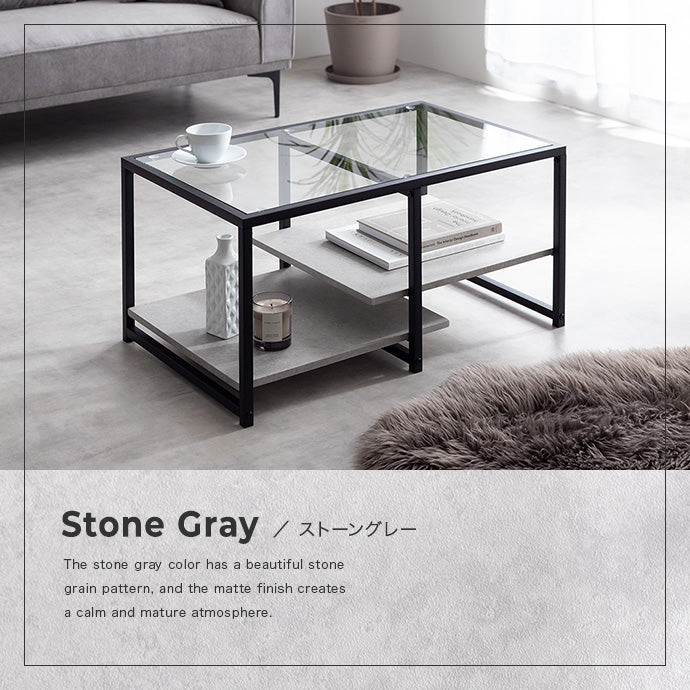 【幅80cm】Noy ガラス天板センターテーブル