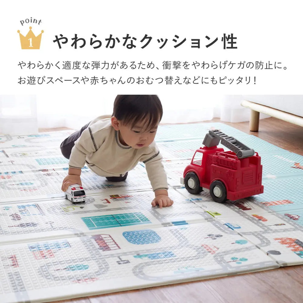 折りたたみ クッションプレイマット エクスシリーズ エクスロード エクスモロッコ 約178×196cm コンパクト収納 水拭きOK リバーシブル HAGIHARA