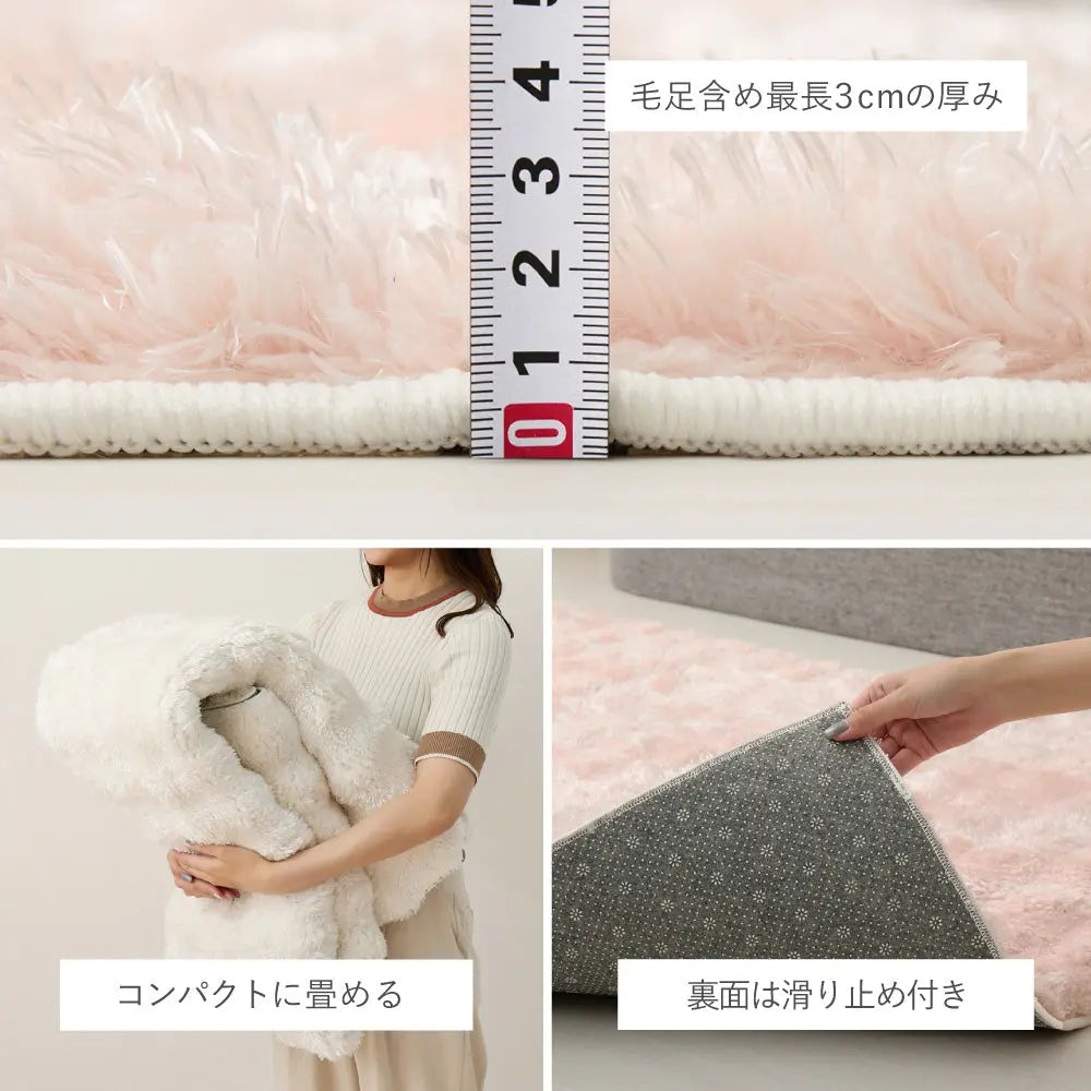 ぽこぽこ シャギーラグ メルア 約180×180cm 長毛 無地 ふわふわ ホットカーペット対応 床暖房対応 オールシーズン HAGIHARA