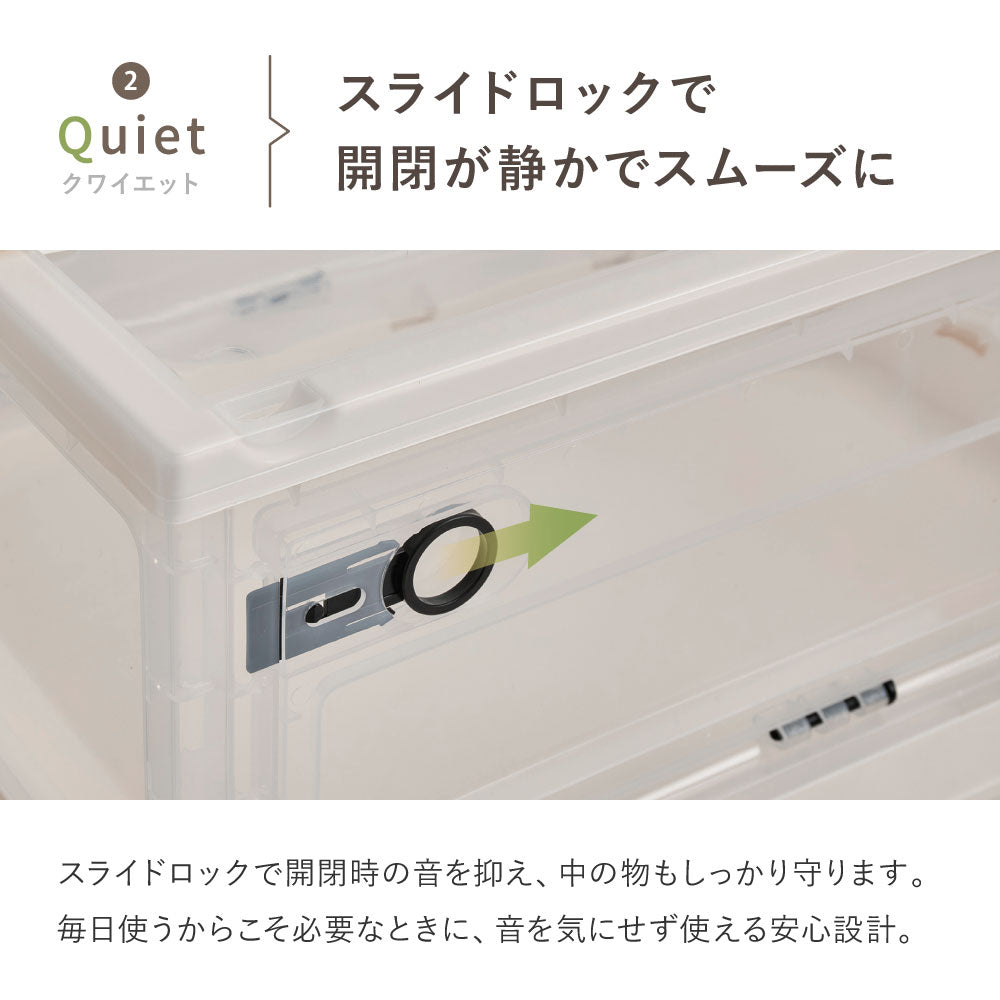 【3個セット】収納ボックス PS100 L 42L 収納ケース 収納BOX 収納コンテナ 折りたたみ フタ付き キャスター付き 3面開き ホワイト ブラウン HAGIHARA