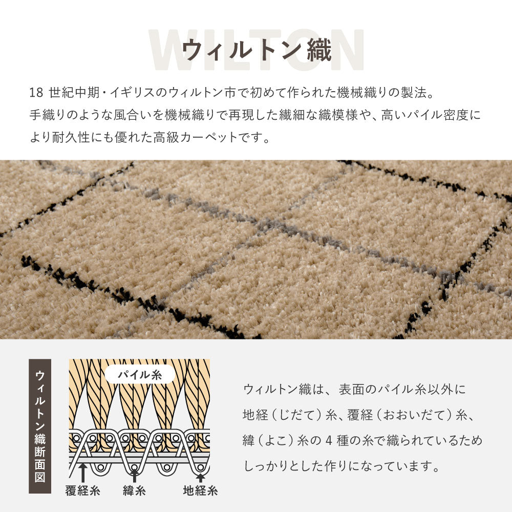ウィルトンラグ BEDOUIN リシャド クロア ケユラ 約200×250cm ウィルトン織 厚手 シンプル ナチュラル 北欧 HAGIHARA