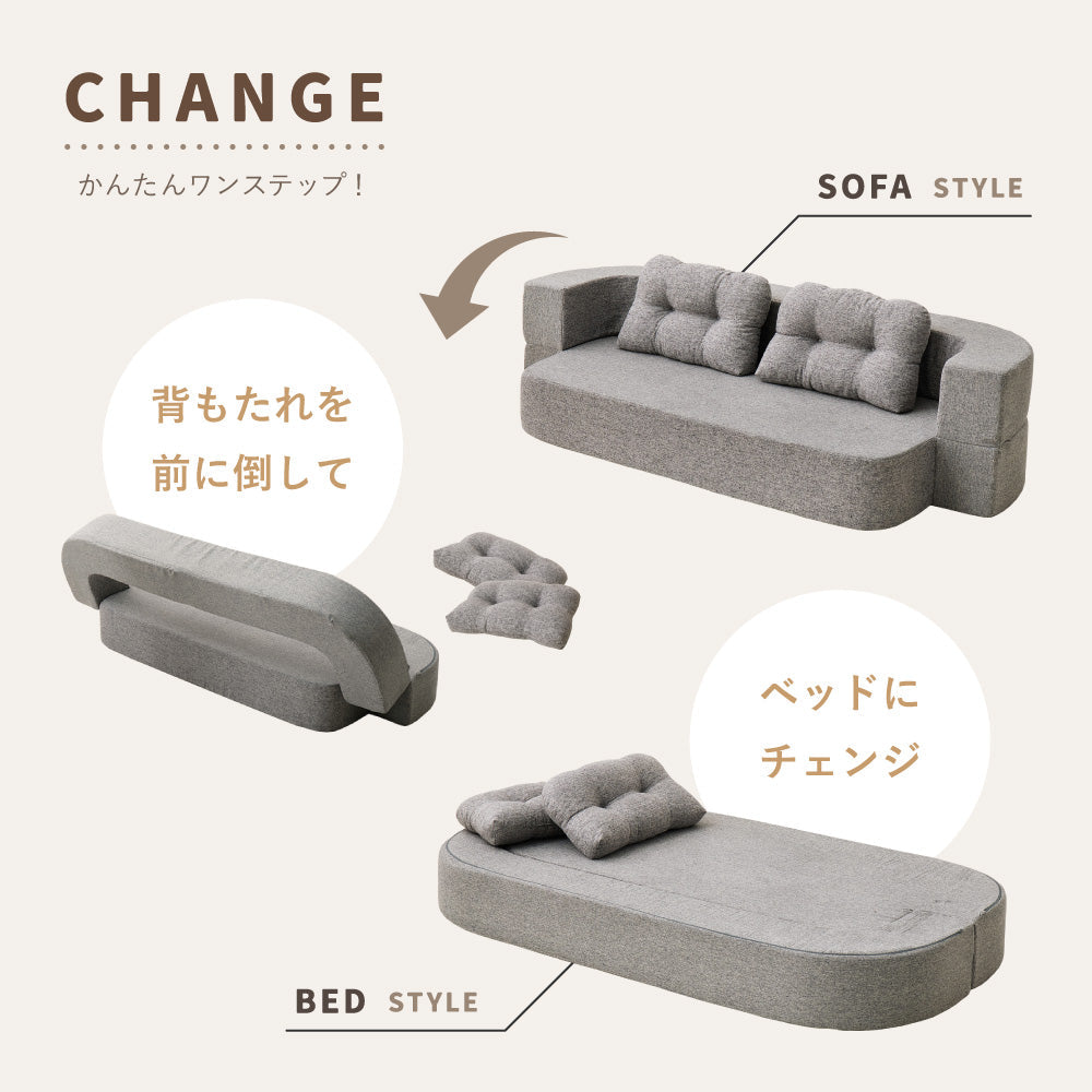 フロアソファ ルメール 2WAY 幅170cm ローソファ ソファベッド ウレタンフォーム 圧縮 HAGIHARA
