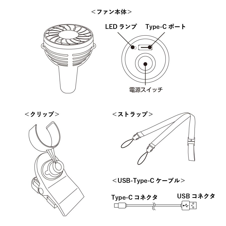 クリップミニハンディファン スタンドファン クリップファン ハンズフリーファン トレードワークス