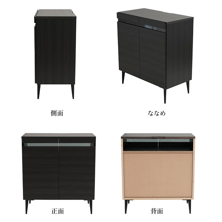 [幅80cm] キャビネット ハイタイプ 可動棚 日本製 大川家具 Noir ナカバヤシ