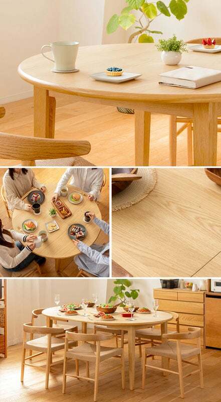 [幅110-170㎝] 伸長式ダイニングテーブル単品 オークの無垢材 北欧 ジャパンディ IWATSUKI