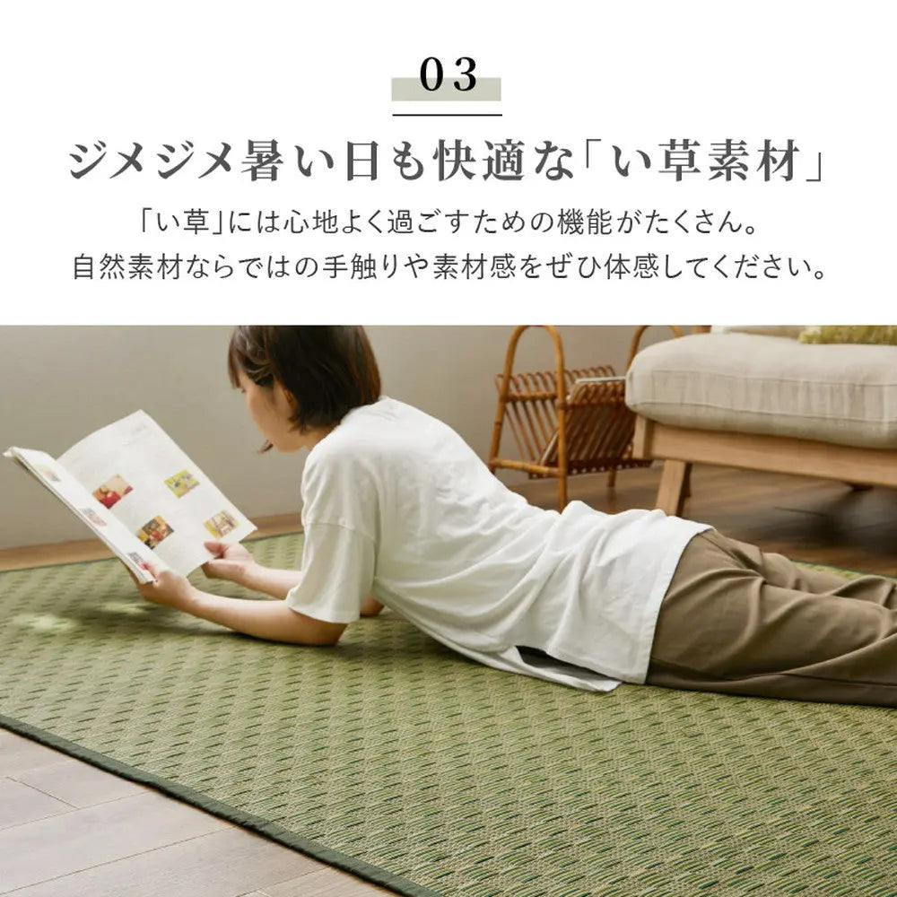 い草カーペット 若月 約348×352cm 江戸間 8畳 8帖 敷き詰め 柄上敷き 花ござ い草ラグ 和モダン 市松模様 HAGIHARA