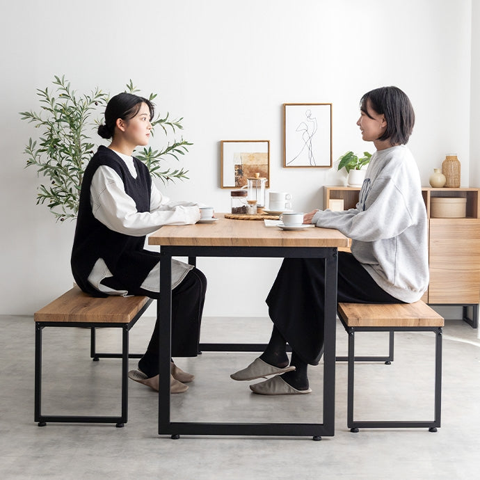【3点セット】Moku 幅110cmダイニングテーブル+ダイニングベンチ2セット