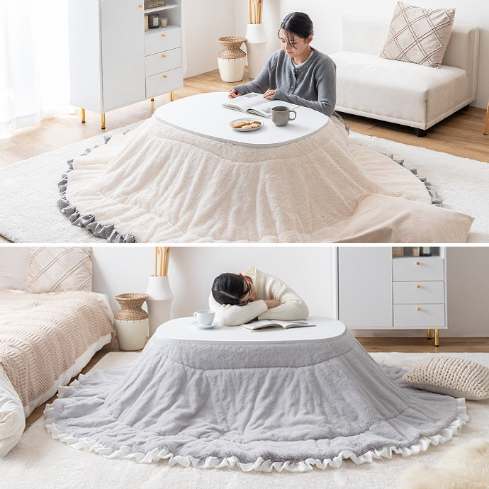 【楕円形:天板 90cm×60cm】こたつ&掛け布団2点セット
