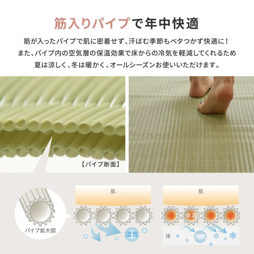 洗える い草風 カーペット 四条 江戸間 3帖 3畳 PP ラグ ビニール風 上敷き ござ 畳の保護 HAGIHARA