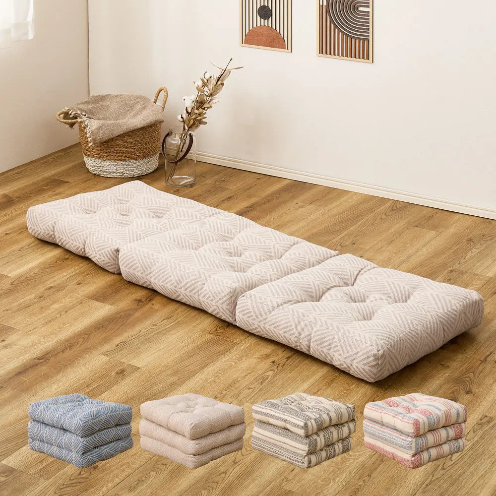 インド綿 3つ折り ごろ寝クッション テラ クラック 約50×150cm 綿100％ ごろ寝マット ロングクッション ふっくら HAGIHARA