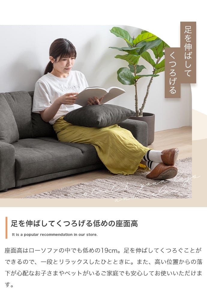 2人掛けローソファ コンパクトソファ 韓国風 エコロファニチャー