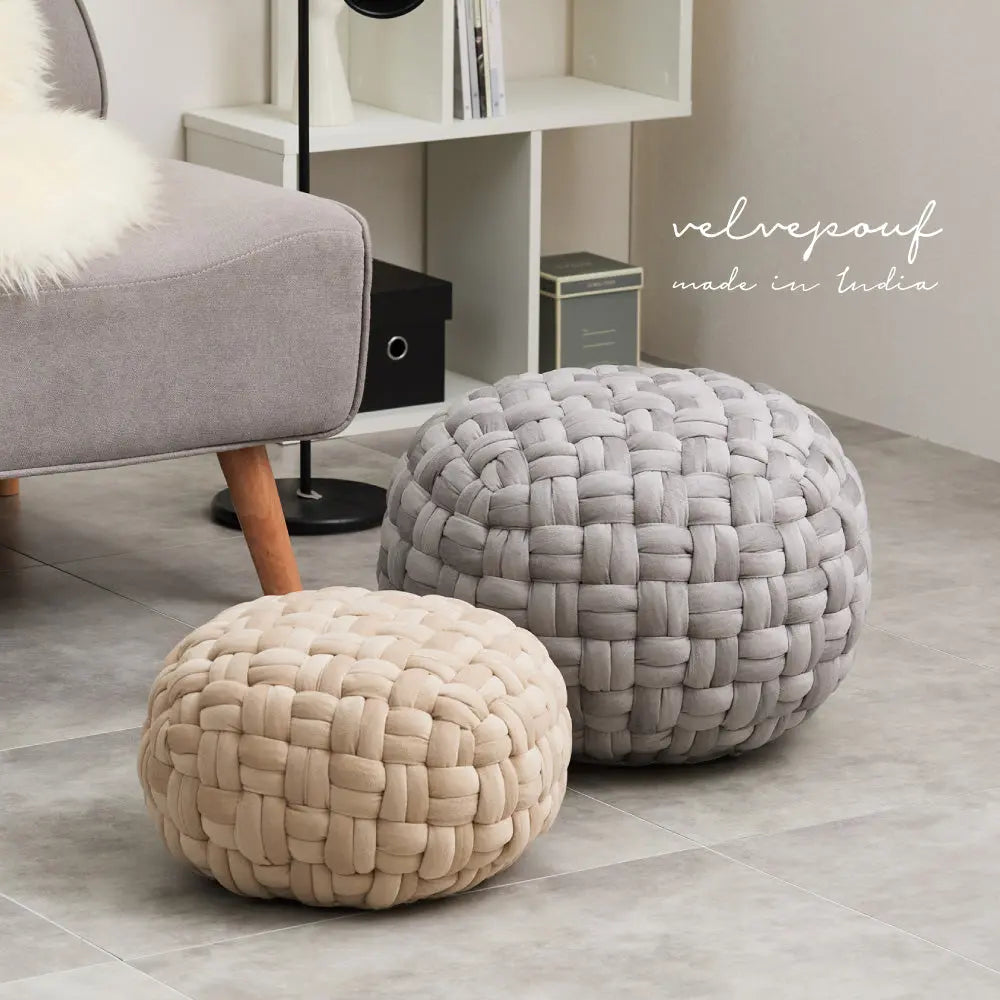 クッション スツール ベルベット プフ 約40cm Mサイズ オットマン 丸クッション HAGIHARA