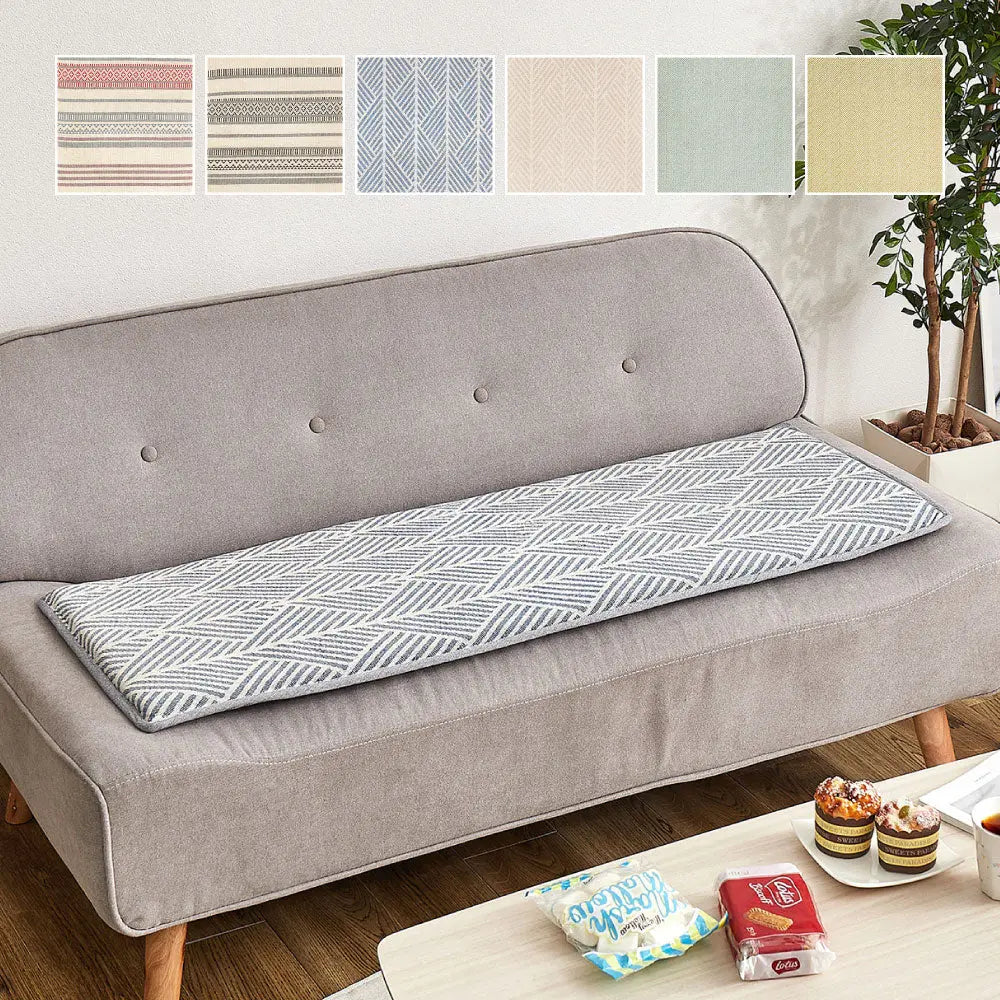 インド綿 ベンチクッション テラ クラック アルト 約43×120cm 綿100％ ロングクッション シートクッション 座布団 ウレタン ふっくら HAGIHARA