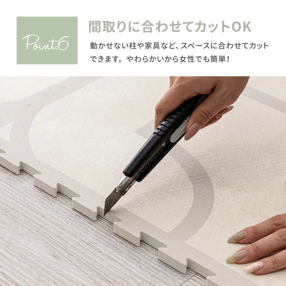 おしゃれなレトロデザイン ジョイントマット キュロス 約60×60cm 大判 27枚入り 水洗いOK サイドパーツ付き ホットカーペット対応 床暖房対応 防音対策 HAGIHARA